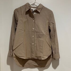 NWT Banana, Republic Brown Striped women's long sleeve dress Shirt